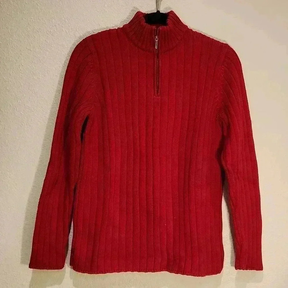 Ralph Lauren Quater-Zip Red Sweater Size PM - Picture 1 of 7